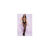 Bodystocking en résille noire imprimé floral 